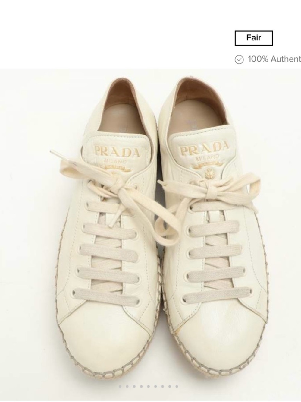 Prada Off-White Leather Platform Espadrille Sneakers - Picture 2 of 3